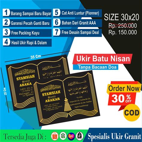 Jual Batu Nisan Granit Model Buku Ukuran 30x20 Shopee Indonesia