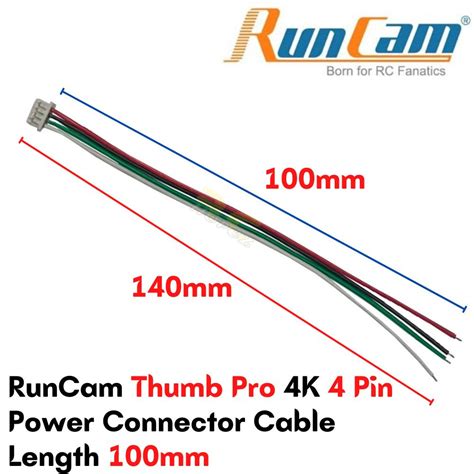 RunCam Thumb Pro 4K 4 Pin Power Connector Cable Length 100mm XJ529 RC