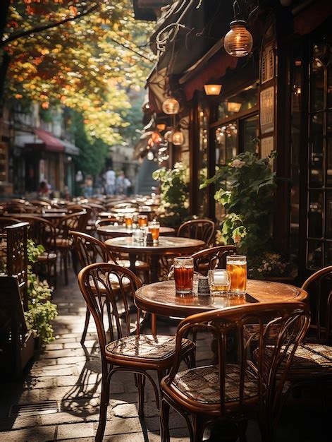 Premium Photo | Photography of outdoor cafe in daylight with smooth lighting AI generated