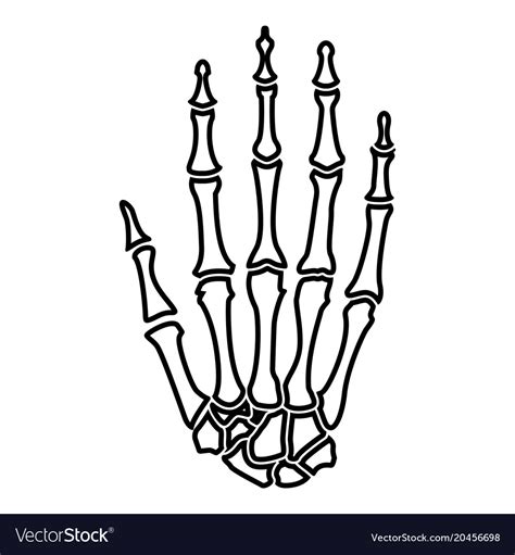 Hand bone icon black color flat style simple image