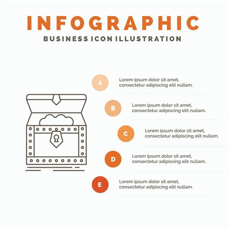 caja cofre oro premio plantilla de infografía del tesoro para sitio