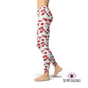 Rose Petals Leggings Printed Leggings Exercise Pants Valentine