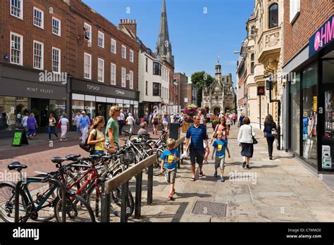 Shops On East Street In The City Centre Looking Towards The Cathedral