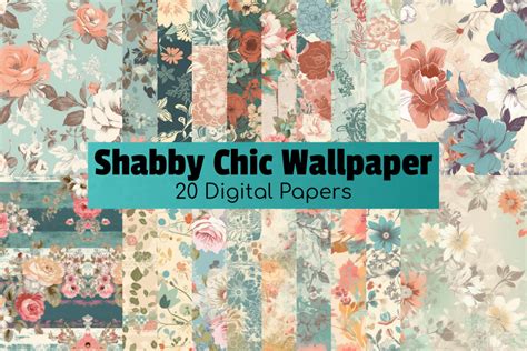 Shabby Chic Wallpaper Digital Paper Pack Graphic By Red Gypsy Vintage