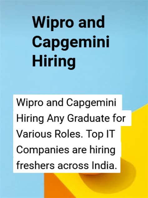 Wipro And Capgemini Hiring Any Graduate For Various Roles Kickcharm