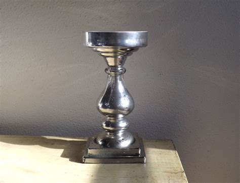 Large Mercury Glass Pillar Candle Holder