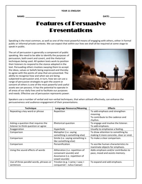 Features Of Persuasive Presentations Broadfield