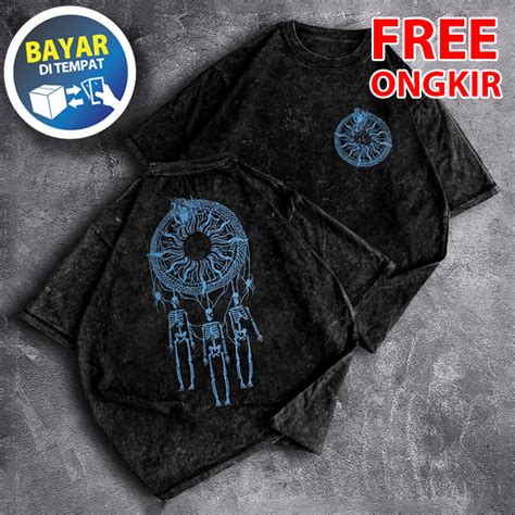 Baju Kaos Oversize Wash Logo Simbol Seni Kaos Longgar Besar Hitam