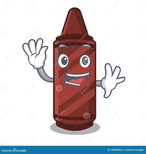 Waving Brown Crayon Isolated with the Mascot Stock Vector - Illustration of cartoon, cute: 149042076