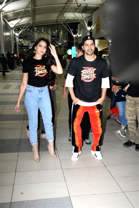 Varun Dhawan and Nora Fatehi seen at airport