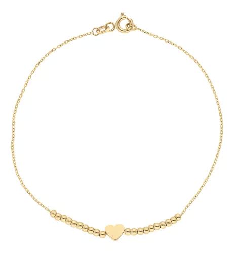 Pulsera Pulso Esclava Oro 10k Kilates 18cm Corazon Corazones Meses