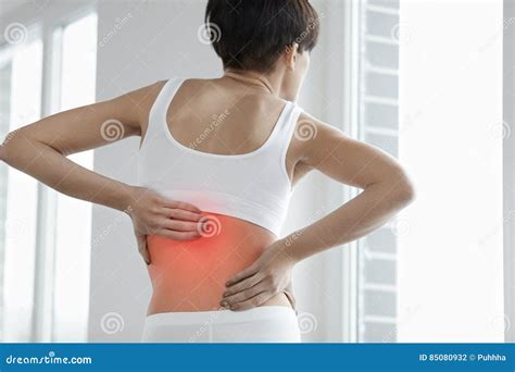 Back Pain Closeup Of Woman Body With Pain In Back Backache Stock