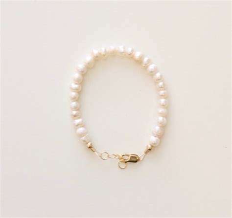 Pearl Bracelet Pearl Beaded Baby Bracelet 14k Gold Filled Etsy