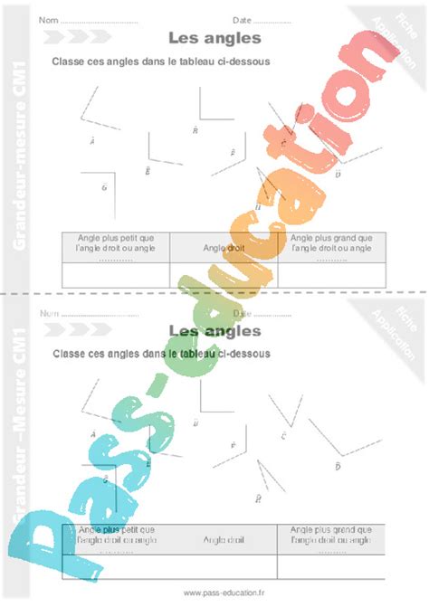 Identifier et comparer les angles CM1 Fiche de préparation PDF à