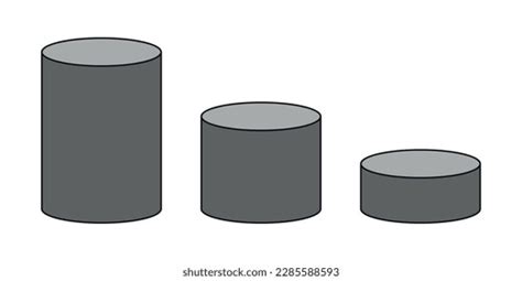 Set Grey Cylinder 3d Shape Mathematics Stock Vector Royalty Free