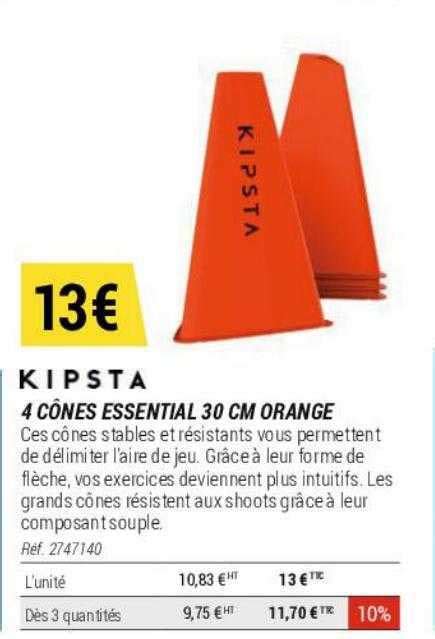 Offre 4 Cônes Essential 30 Cm Orange Kipsta Chez Decathlon