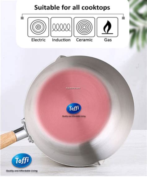 Toffi High Quality Stainless Steel Wooden Handle Deep Saucepan Milk Pot