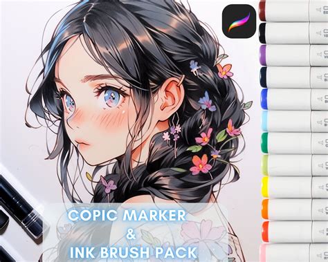 Procreate Marker And Ink Bundle Pack Brushes Copic Swatches Ink Brush Digital Download Brush