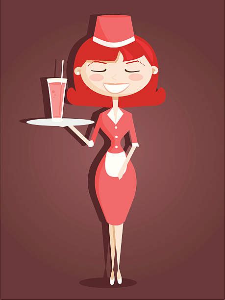 Retro Waitress Uniform Cartoon Illustrations Royalty Free Vector