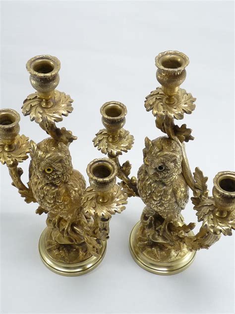 Garniture de cheminée aux hiboux en bronze XIXe siècle N 105172