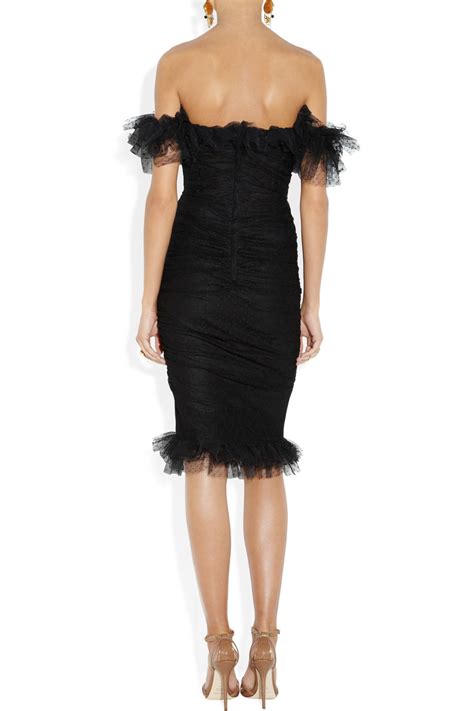 Lyst Dolce Gabbana Ruffled Tulle Dress In Black