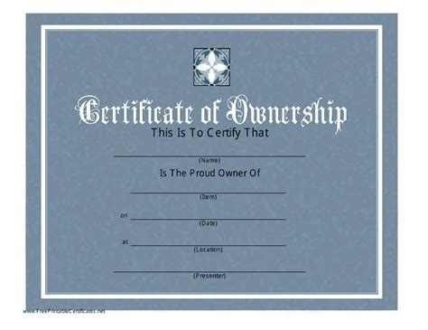 Certificate Of Ownership Templates Pdf Download Fill And Print For Free Templateroller