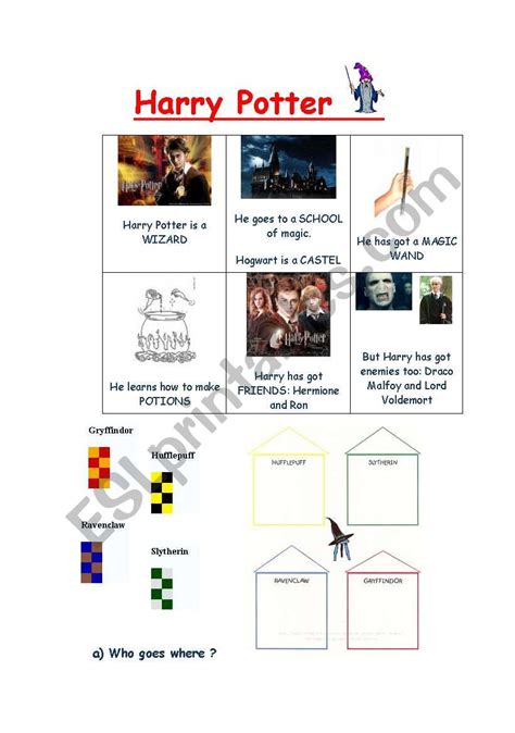 English Worksheets Harry Potter And The Philosopher´s Stone