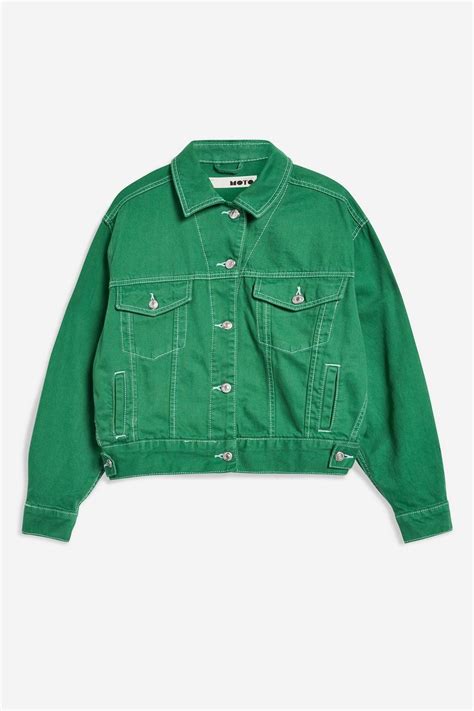 Green Boxy Denim Jacket Denim Clothing Topshop Green Denim Jacket Denim Fashion Women