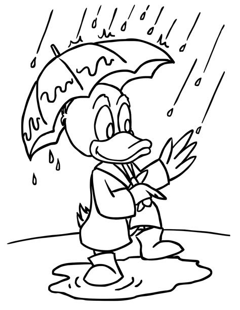 Donald Duck Got Caught In The Rain Coloring Page Download Print Or