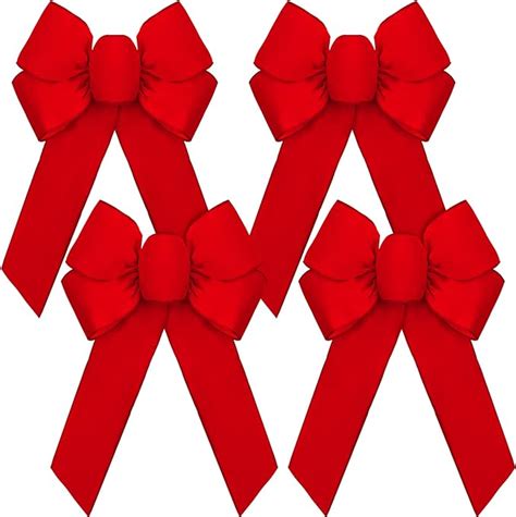 Geosar 4 Pieces Large Red Christmas Bows 17 9 X 12 Inches