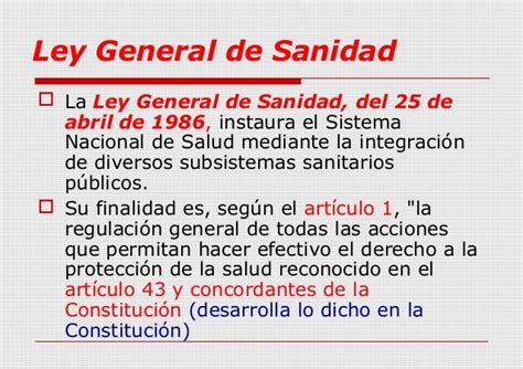 Esquema Resumen Ley General De Sanidad Actualizado Octubre