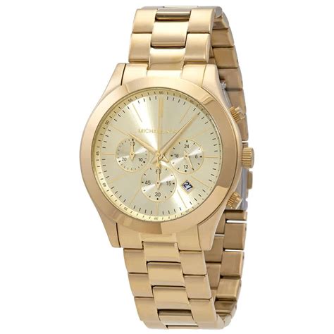 Michael Kors Oversized Slim Runway Gold Tone Watch In Metallic For Men Lyst