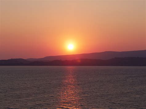 Bildet Landskap Hav Kyst Horisont Solskinn Sol Soloppgang