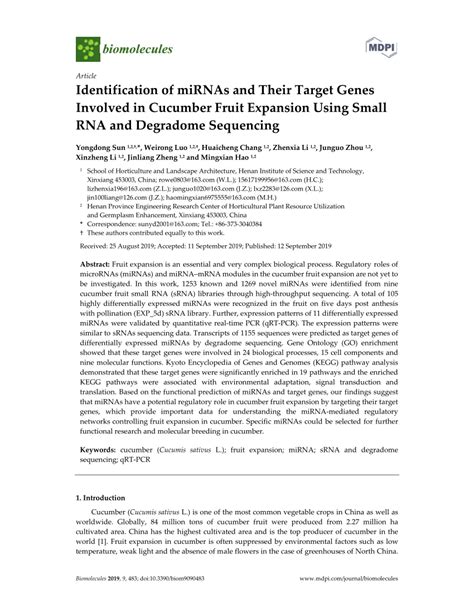 PDF Identification Of MiRNAs And Their Target Genes Involved In