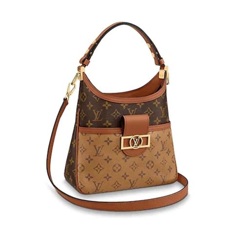 Louis Vuitton Lv Women Hobo Dauphine Pm Handbag Monogram Reverse Canvas