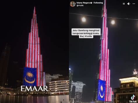 Worlds Tallest Building Burj Khalifa Lights Up With Jalur Gemilang