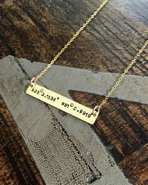 Gold Bar Necklace Coordinates Jewelry Gold Necklace - Etsy