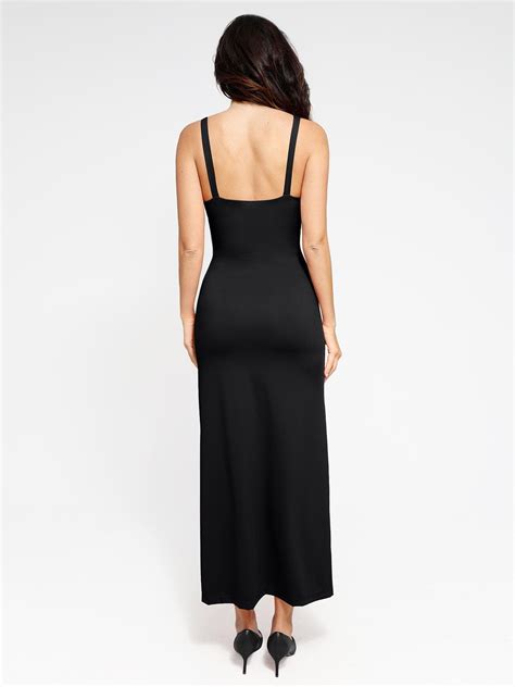 Shapewear Ruched Side Slit Slimming Maxi Slip Dress Popilush®