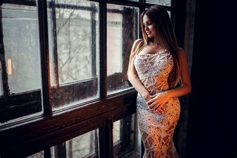 Women Blonde Ivan Gorokhov Portrait White Dress Window Hd