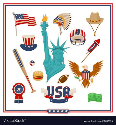 Usa country symbols isolated set Royalty Free Vector Image