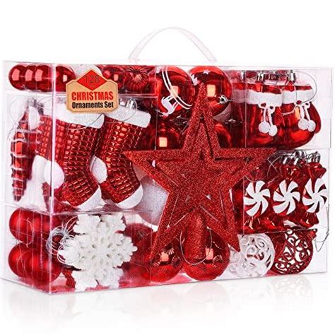 Soledi Er Set Premium Weihnachtskugeln Kunststoff Rot Wei Mit