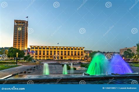 The City Hall of Le Havre with a Fountain. France Stock Image - Image ...