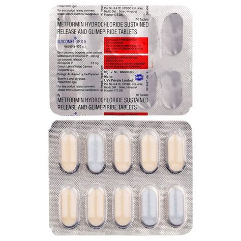 0 5mg Metformin Hydrochloride Sustaines Release Glimepiride Tablets At