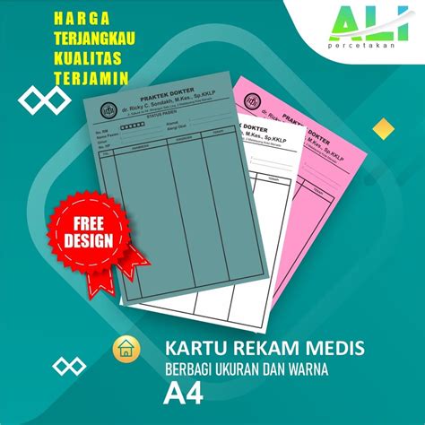 Jual Cetak Kartu Rekam Medis Custom Kartu Status Pasien Medical Record