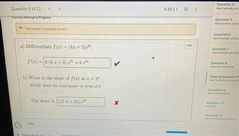 Solved Differentiate F X Kx 3 E8x F′ X 8 Kx 3 E8x Ke8x B