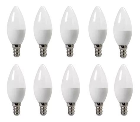 Pack 10 Ampolleta Led Vela 7w E14 Empavonada Cuotas sin interés