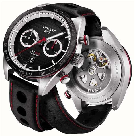 Tissot Mens PRS 516 Black Leather Automatic Chronograph Swiss Made