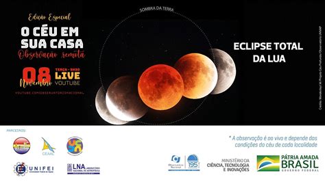 O Céu em sua casa observação remota Eclipse Total da Lua ao vivo