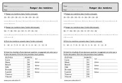 Exercice Comparer Ranger CE1