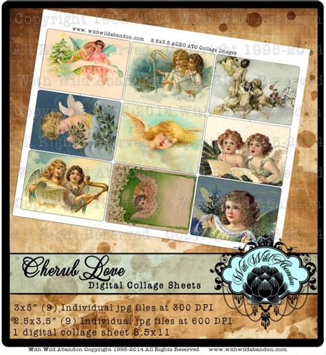 Cherub Digital Collage Sheet Angel Aceo Or Atc By Withwildabandon